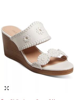 NEW IN BOX JACK ROGERS Caroline Wedge Leather Sandal white size 8.5